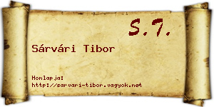 Sárvári Tibor névjegykártya