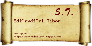 Sárvári Tibor névjegykártya